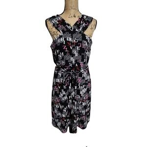Rachel Roy black red pink and‎ white LOVE midi dress size 10 new!!!